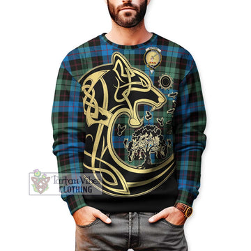 Guthrie Tartan Sweatshirt with Family Crest Celtic Wolf Style