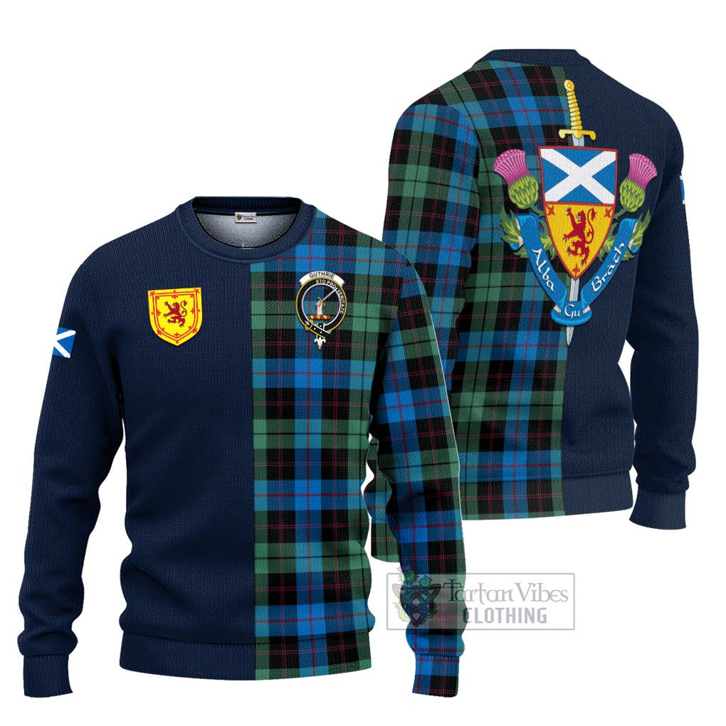 Tartan Vibes Clothing Guthrie Tartan Knitted Sweater with Scottish Lion Royal Arm Half Style