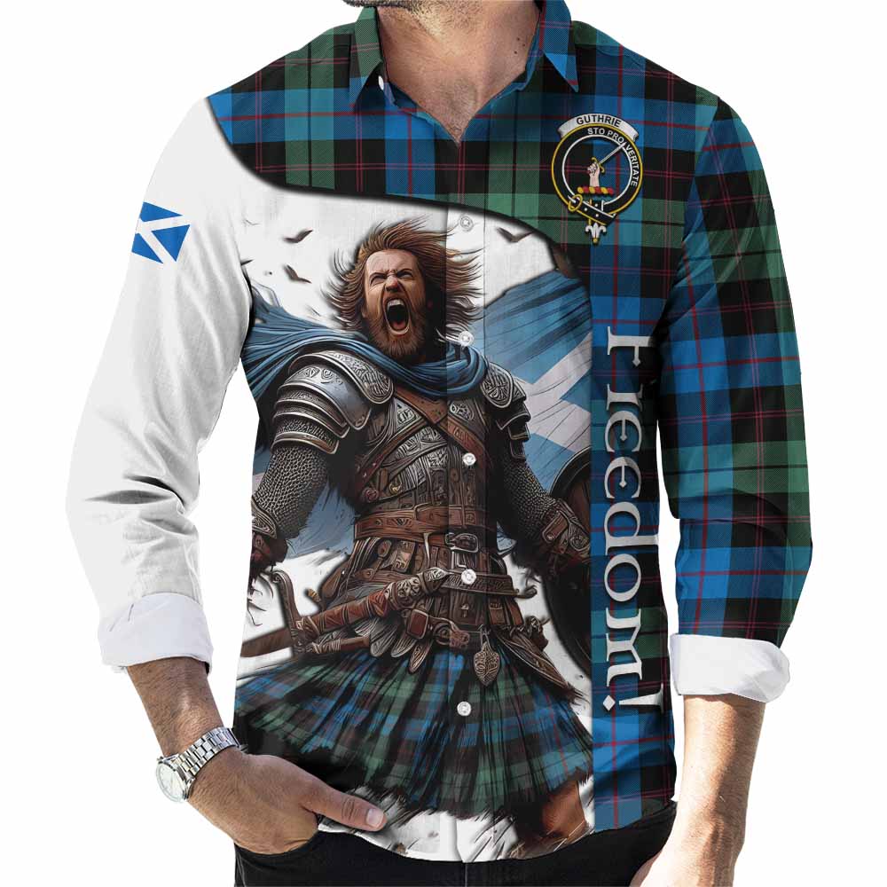 Tartan Vibes Clothing Guthrie Crest Tartan Long Sleeve Button Shirt Inspired by the Freedom of Scottish Warrior