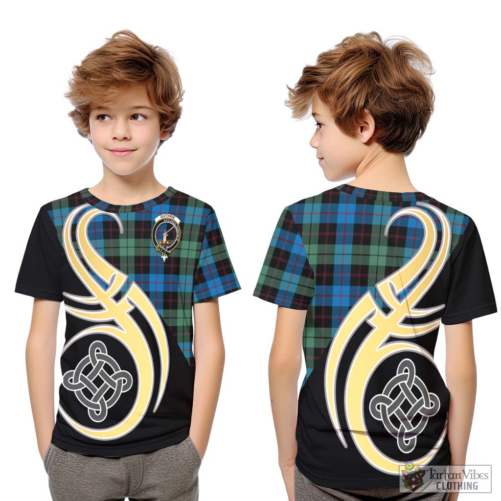 Guthrie Tartan Kid T-Shirt with Family Crest and Celtic Symbol Style Youth XL Size14 - Tartan Vibes Clothing