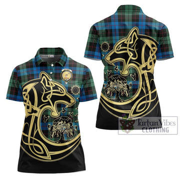 Guthrie Tartan Women's Polo Shirt with Family Crest Celtic Wolf Style