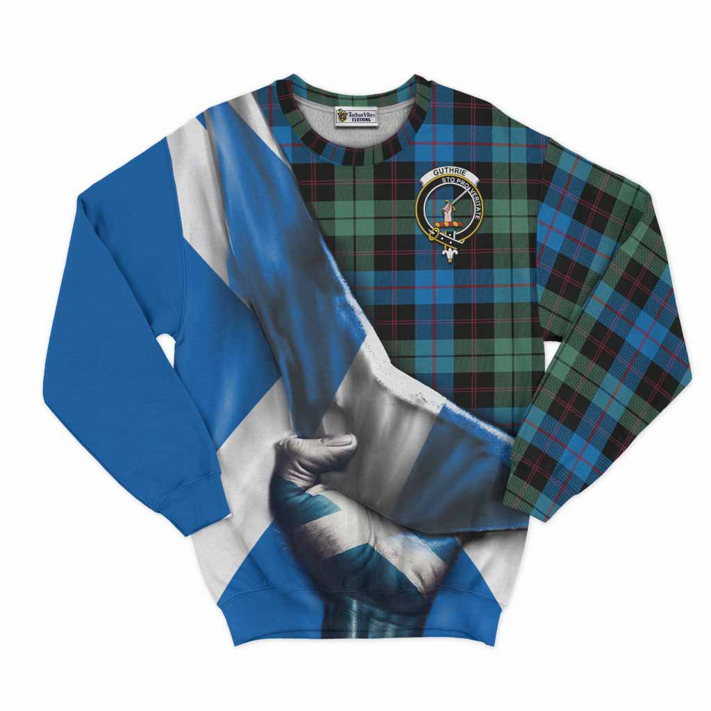 Tartan Vibes Clothing Guthrie Tartan Sweatshirt with Family Crest Scotland Patriotic Style