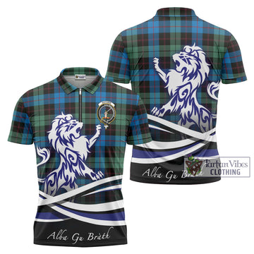 Guthrie Tartan Zipper Polo Shirt with Alba Gu Brath Regal Lion Emblem