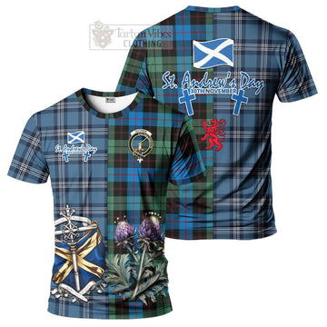 Guthrie Tartan T-Shirt Happy St. Andrew's Day Half Tartan Style