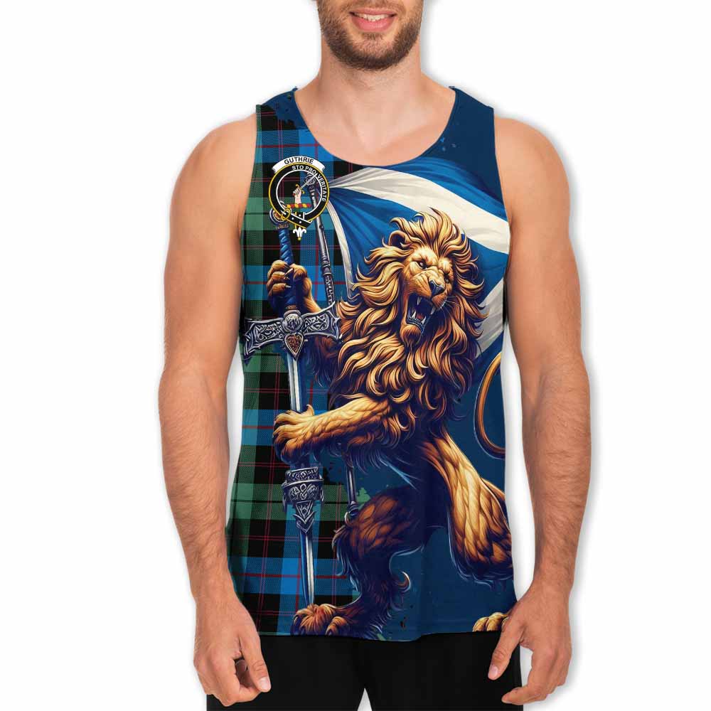 Tartan Vibes Clothing Guthrie Tartan Family Crest Men's Tank Top with Scottish Majestic Lion