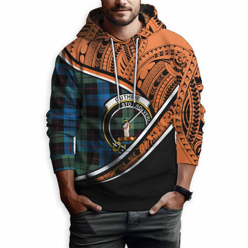 Guthrie Crest Tartan Hoodie with Polynesian Vibes Style - Orange Version