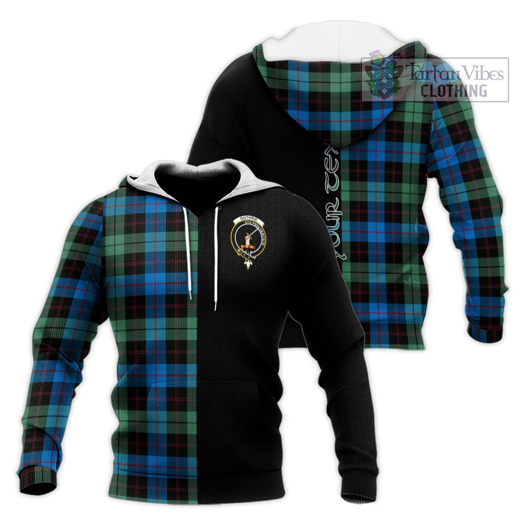 Guthrie Tartan Knitted Hoodie with Family Crest and Half Of Me Style Unisex Knitted Pullover Hoodie - Tartanvibesclothing Shop