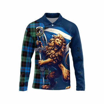 Guthrie Tartan Family Crest Long Sleeve Polo Shirt with Scottish Majestic Lion Unisex - Tartan Vibes Clothing