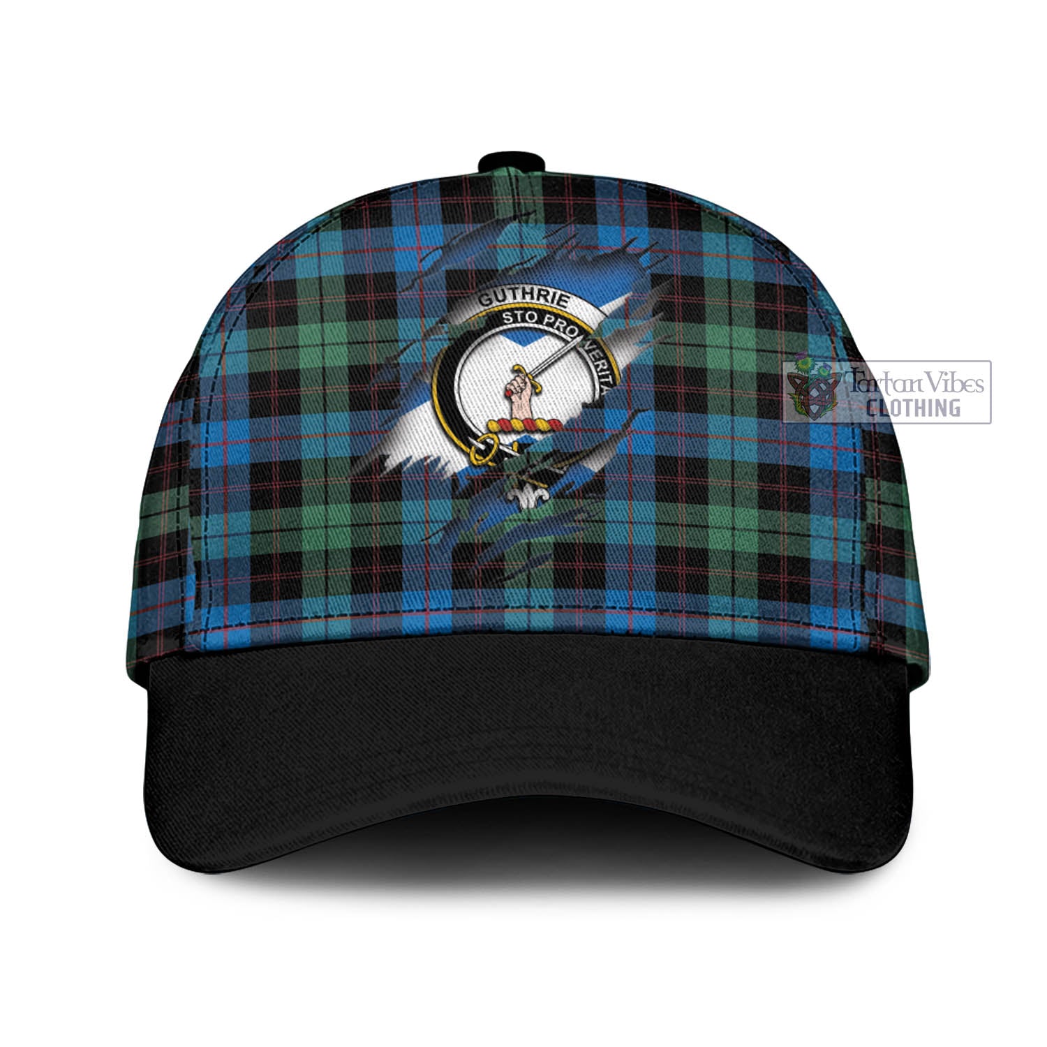 Tartan Vibes Clothing Guthrie Tartan Classic Cap with Family Crest In Me Style