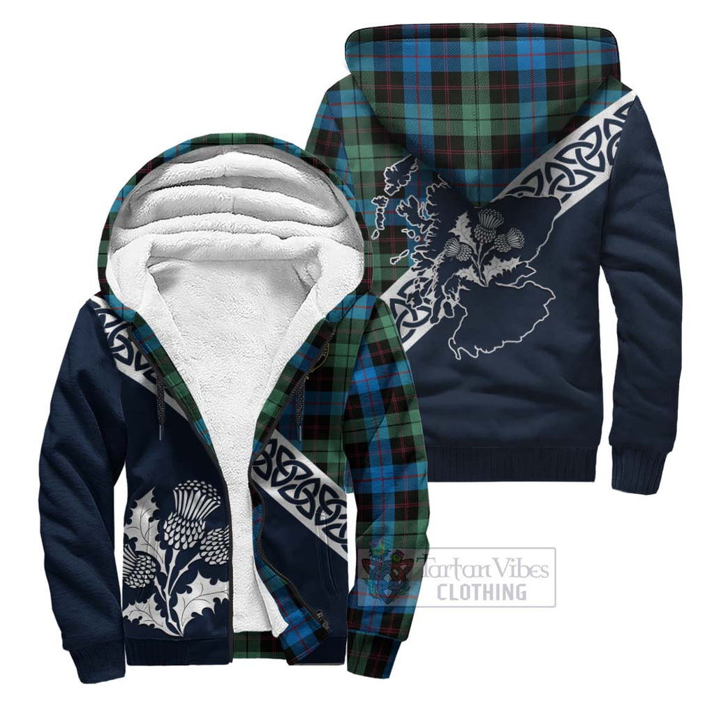 Tartan Vibes Clothing Guthrie Tartan Sherpa Hoodie Featuring Thistle and Scotland Map