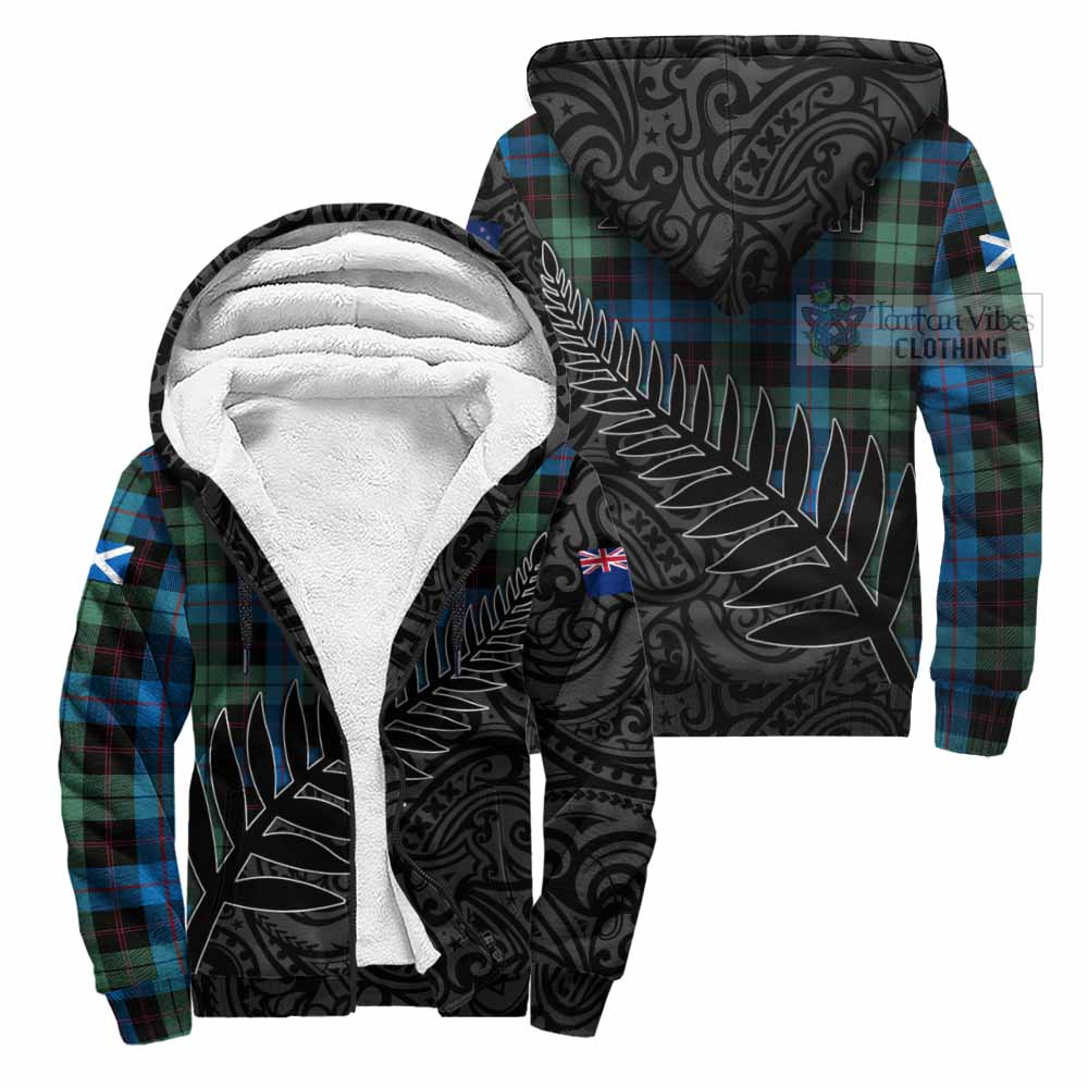 Tartan Vibes Clothing Guthrie Crest Tartan Sherpa Hoodie with New Zealand Silver Fern Half Style