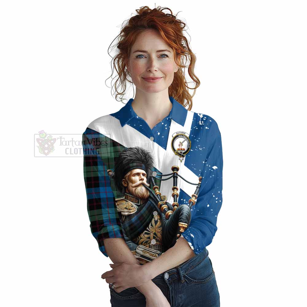 Tartan Vibes Clothing Guthrie Tartan Women's Casual Shirt with Family Crest Scottish Bagpiper Vibes