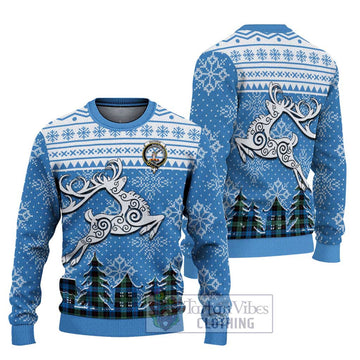 Guthrie Clan Christmas Ugly Sweater with Tartan and Celtic Reindeer Style