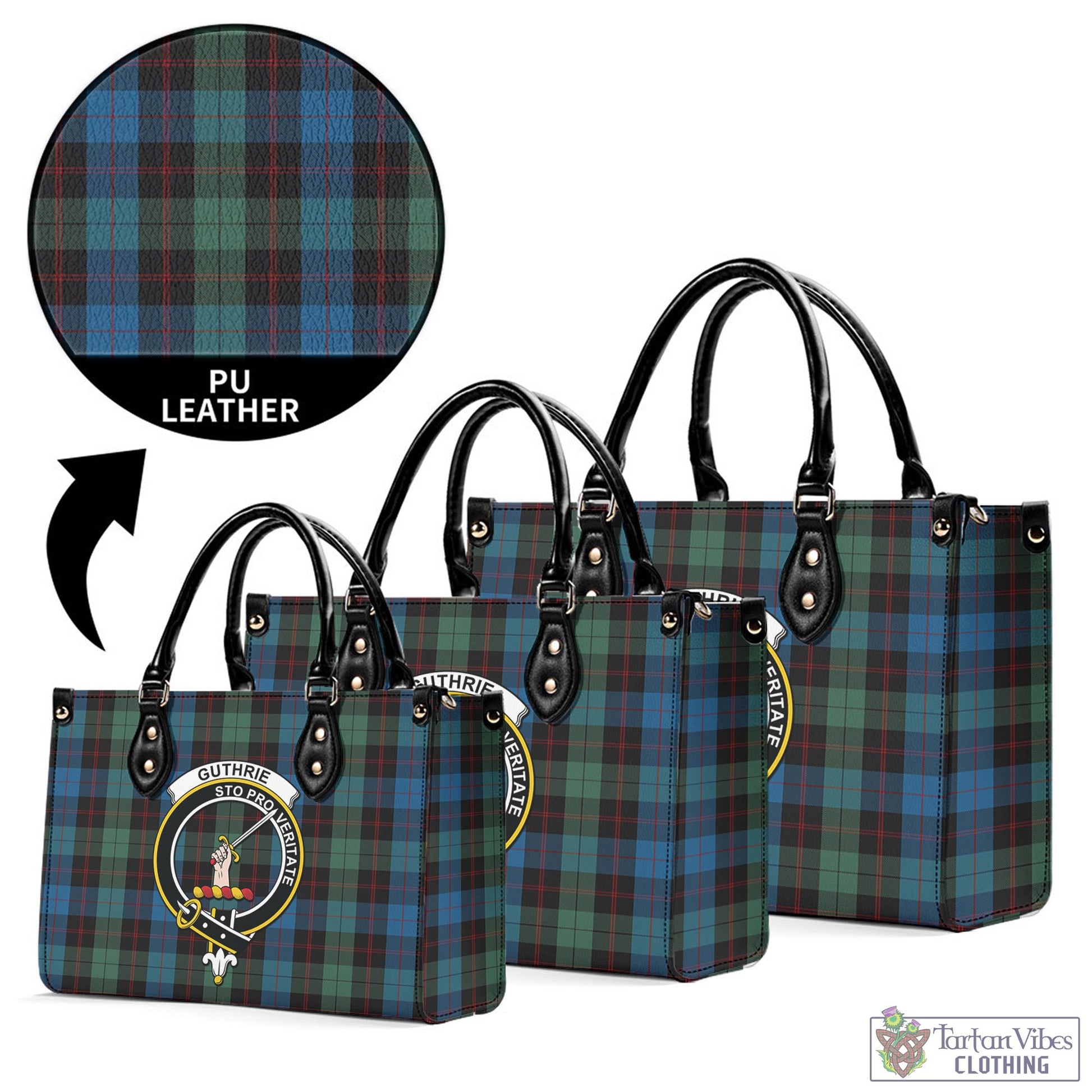 Tartan Vibes Clothing Guthrie Tartan Luxury Leather Handbags with Family Crest