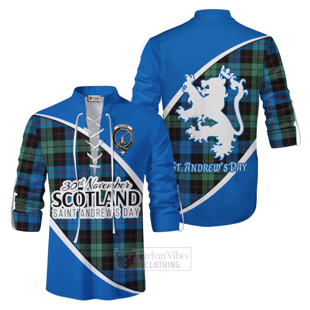 Tartan Vibes Clothing Guthrie Family Crest Tartan Ghillie Kilt Shirt Celebrate Saint Andrew's Day in Style