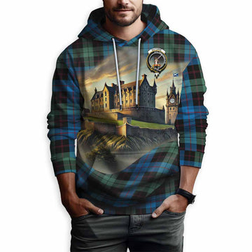 Guthrie Tartan Family Crest Hoodie with Scottish Ancient Castle Style Pullover Hoodie - Tartan Vibes Clothing