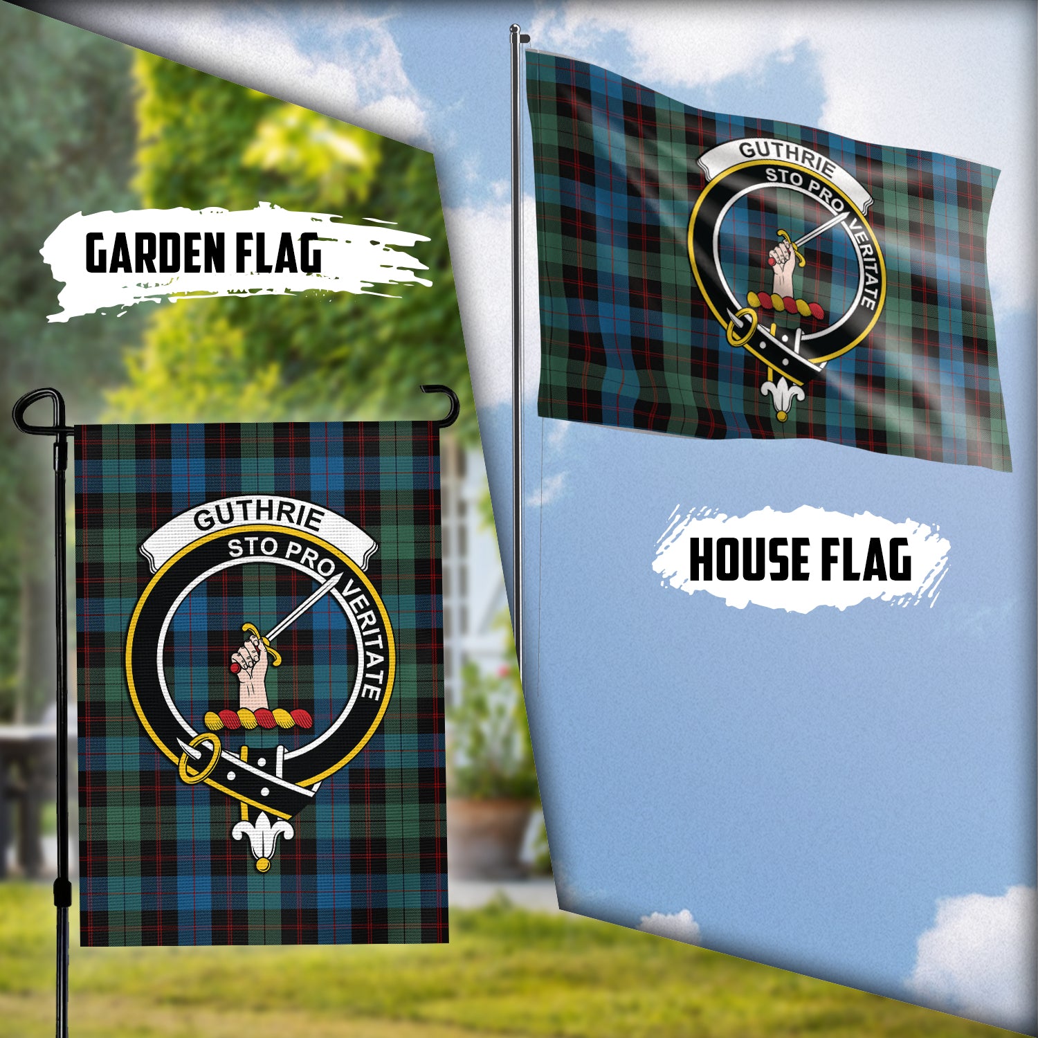 Guthrie Tartan Flag with Family Crest Garden Flag (Vertical) - Tartan Vibes Clothing