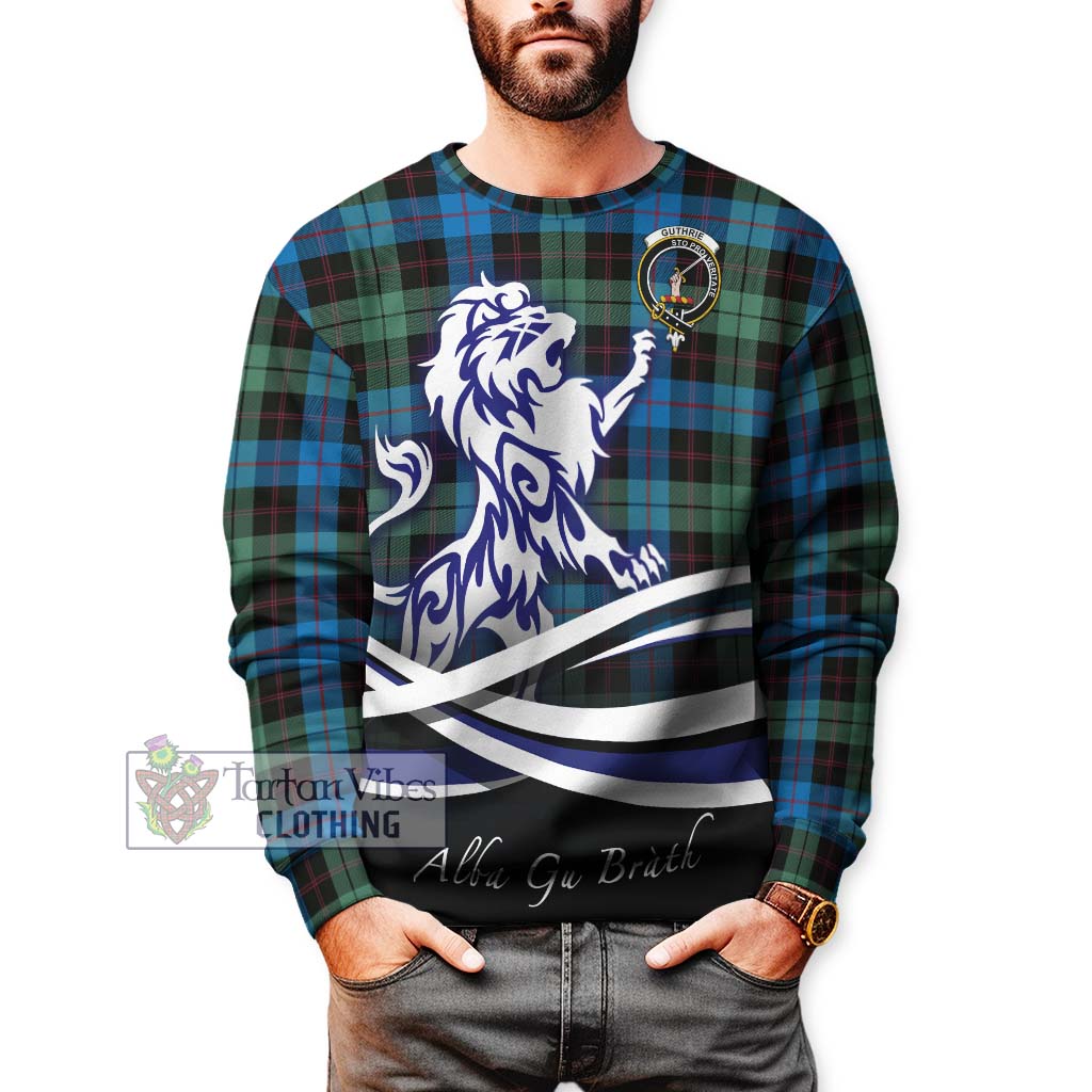 Tartan Vibes Clothing Guthrie Tartan Sweatshirt with Alba Gu Brath Regal Lion Emblem