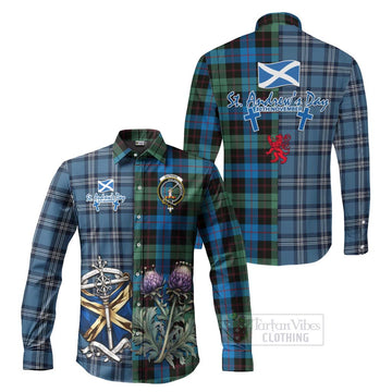 Guthrie Tartan Long Sleeve Button Shirt Happy St. Andrew's Day Half Tartan Style