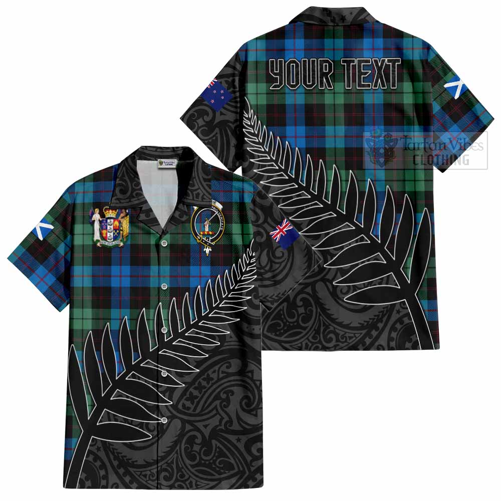 Tartan Vibes Clothing Guthrie Crest Tartan Short Sleeve Button Shirt with New Zealand Silver Fern Half Style