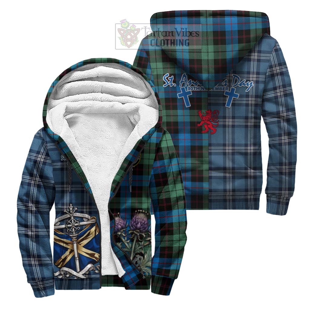 Tartan Vibes Clothing Guthrie Tartan Sherpa Hoodie Happy St. Andrew's Day Half Tartan Style