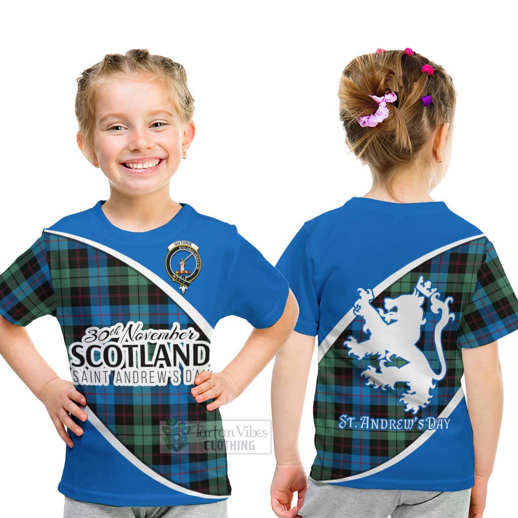 Tartan Vibes Clothing Guthrie Family Crest Tartan Kid T-Shirt Celebrate Saint Andrew's Day in Style