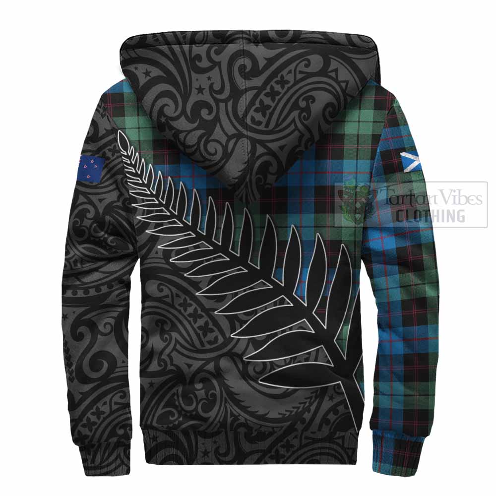 Tartan Vibes Clothing Guthrie Crest Tartan Sherpa Hoodie with New Zealand Silver Fern Half Style