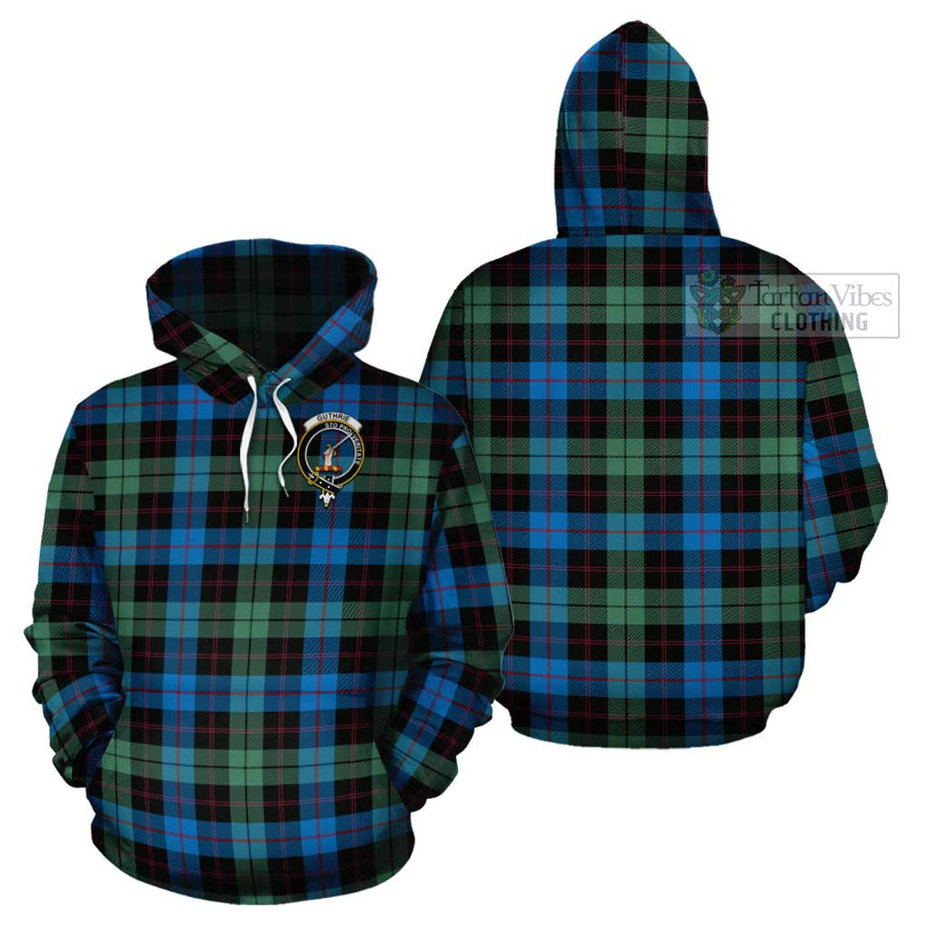 Guthrie Tartan Cotton Hoodie with Family Crest Pullover Hoodie - Tartan Vibes Clothing