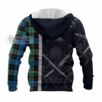 Guthrie Tartan Knitted Hoodie with Family Crest Cross Sword Thistle Celtic Vibes - Tartan Vibes Clothing