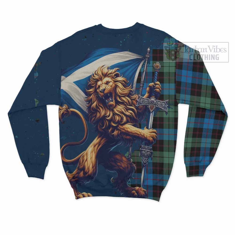 Tartan Vibes Clothing Guthrie Tartan Family Crest Sweatshirt with Scottish Majestic Lion