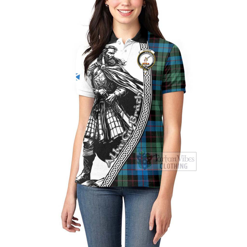 Tartan Vibes Clothing Guthrie Tartan Clan Crest Women's Polo Shirt with Highlander Warrior Celtic Style