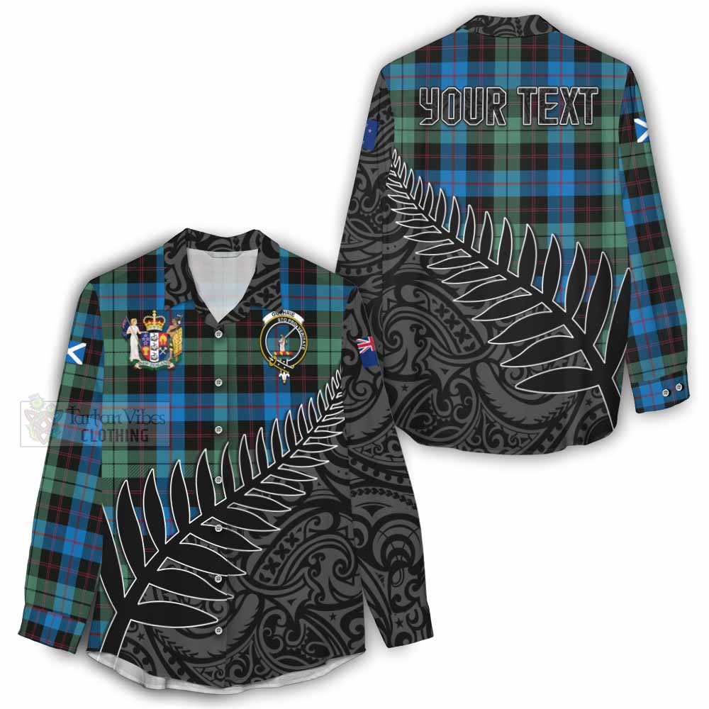 Tartan Vibes Clothing Guthrie Crest Tartan Women's Casual Shirt with New Zealand Silver Fern Half Style