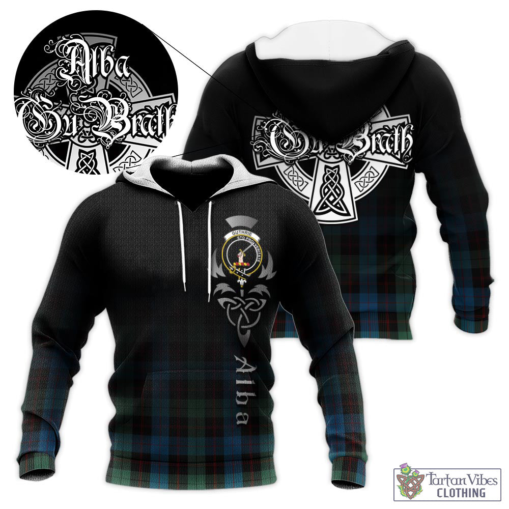 Tartan Vibes Clothing Guthrie Tartan Knitted Hoodie Featuring Alba Gu Brath Family Crest Celtic Inspired