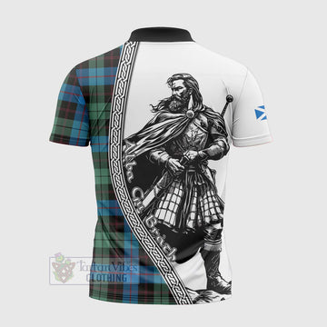 Guthrie Tartan Clan Crest Zipper Polo Shirt with Highlander Warrior Celtic Style - Tartan Vibes Clothing