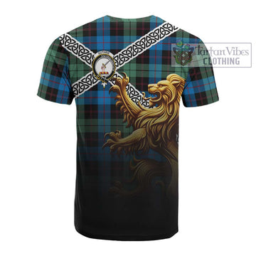 Guthrie Crest Tartan Cotton T-shirt with Golden Lion Emblem Celtic Style - Tartan Vibes Clothing