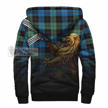 Guthrie Crest Tartan Sherpa Hoodie with Golden Lion Emblem Celtic Style - Tartan Vibes Clothing