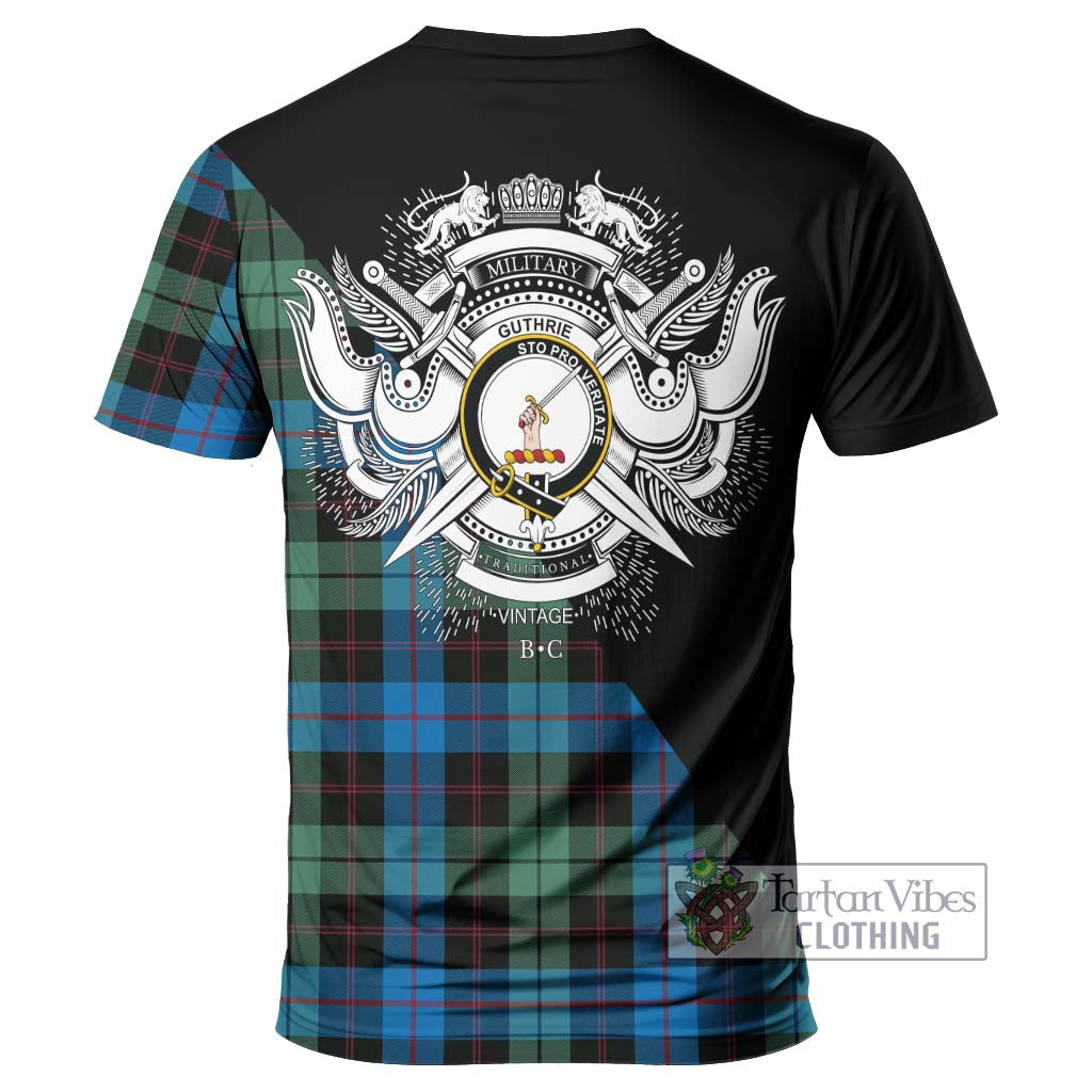 Tartan Vibes Clothing Guthrie Tartan T-Shirt with Family Crest and Military Logo Style