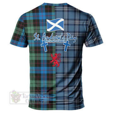 Guthrie Tartan T-Shirt Happy St. Andrew's Day Half Tartan Style