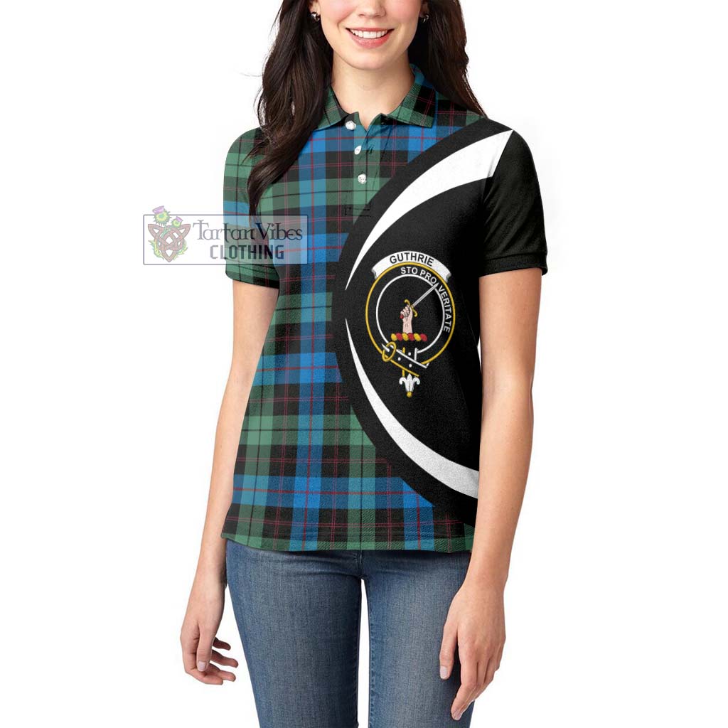 Guthrie Tartan Women's Polo Shirt with Family Crest Circle Style - Tartan Vibes Clothing