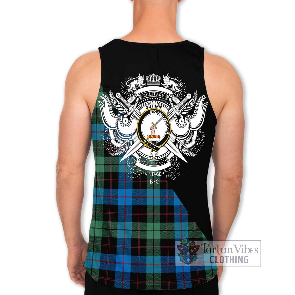 Tartan Vibes Clothing Guthrie Tartan Men's Tank Top with Family Crest and Military Logo Style