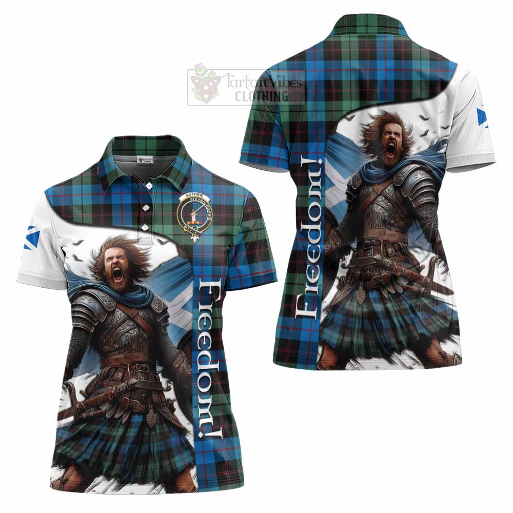 Tartan Vibes Clothing Guthrie Crest Tartan Women's Polo Shirt Inspired by the Freedom of Scottish Warrior