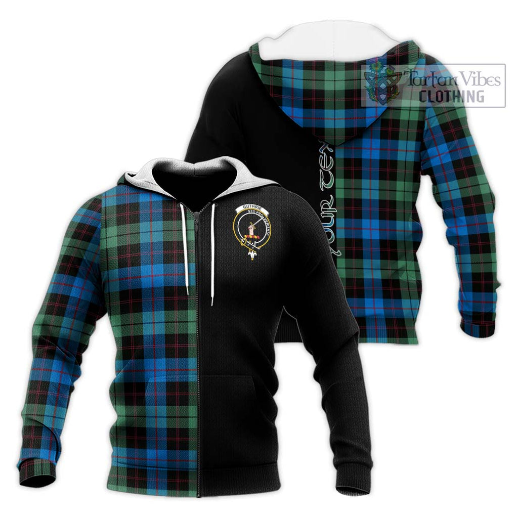 Guthrie Tartan Knitted Hoodie with Family Crest and Half Of Me Style Unisex Knitted Zip Hoodie - Tartanvibesclothing Shop