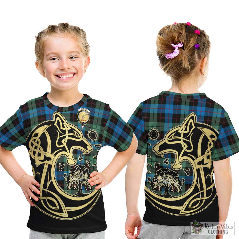 Guthrie Tartan Kid T-Shirt with Family Crest Celtic Wolf Style - Tartan Vibes Clothing