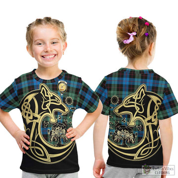 Guthrie Tartan Kid T-Shirt with Family Crest Celtic Wolf Style