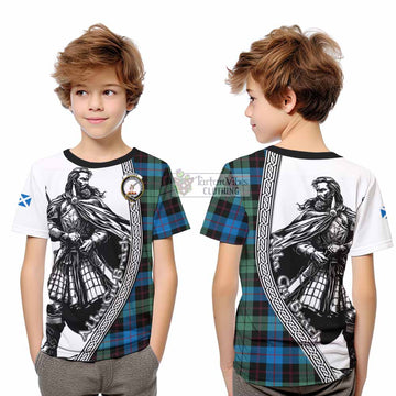 Guthrie Tartan Clan Crest Kid T-Shirt with Highlander Warrior Celtic Style