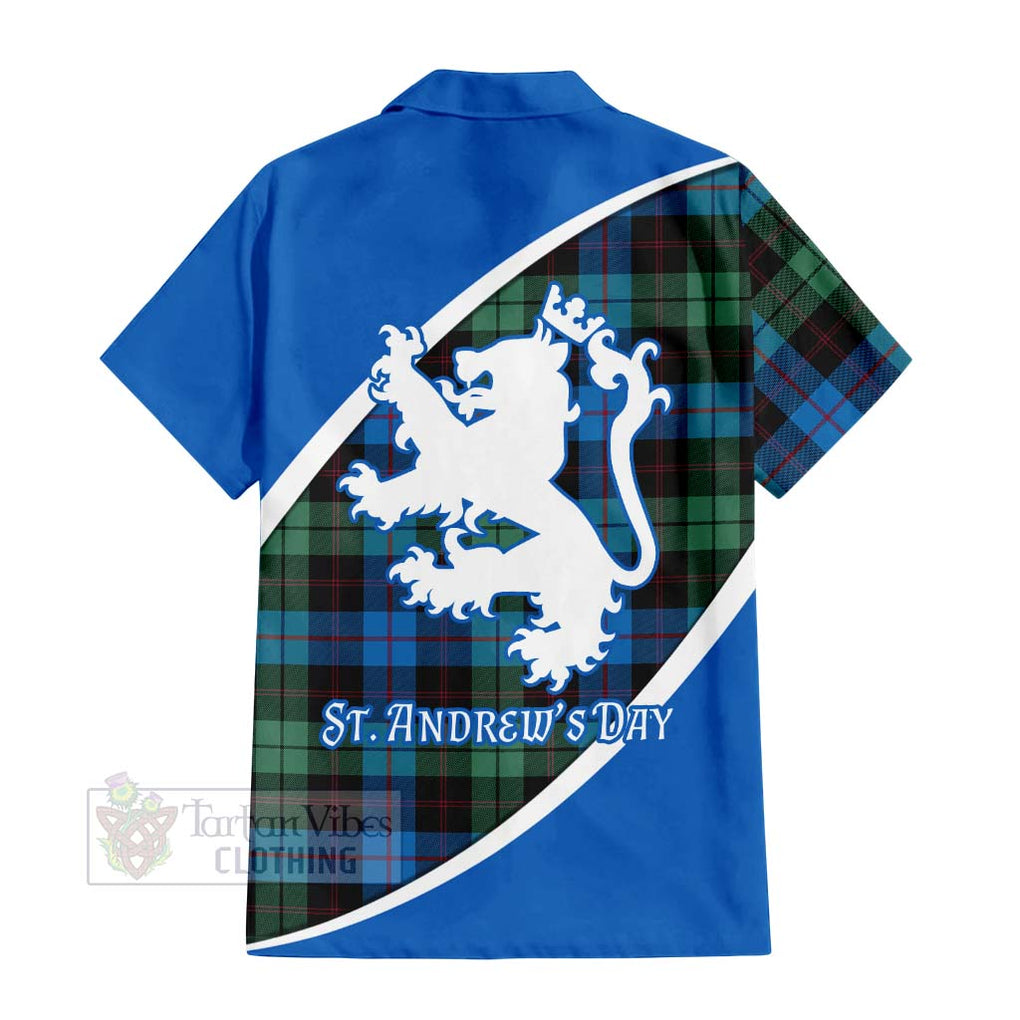 Tartan Vibes Clothing Guthrie Family Crest Tartan Short Sleeve Button Shirt Celebrate Saint Andrew's Day in Style