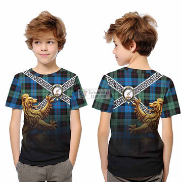 Guthrie Crest Tartan Kid T-Shirt with Golden Lion Emblem Celtic Style - Tartan Vibes Clothing