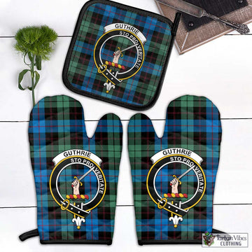 Guthrie Tartan Combo Oven Mitt & Pot-Holder with Family Crest Black - Tartan Vibes Clothing