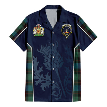 Guthrie Tartan Short Sleeve Button Up Shirt with Family Crest and Scottish Thistle Vibes Sport Style