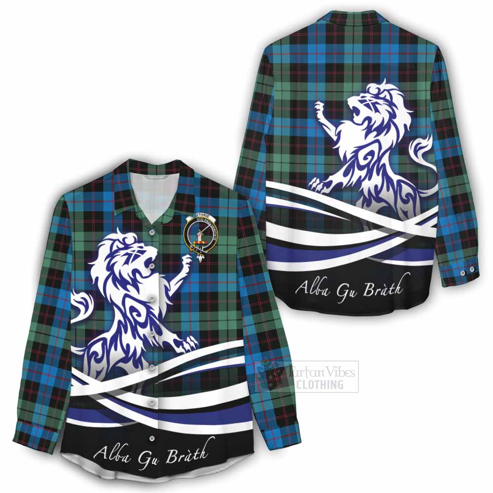 Tartan Vibes Clothing Guthrie Tartan Women's Casual Shirt with Alba Gu Brath Regal Lion Emblem